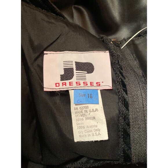 Vintage 90s Dress 1990s Cocktail Party Black Velvet Glam Mob Wife Size Large - Picture 5 of 6